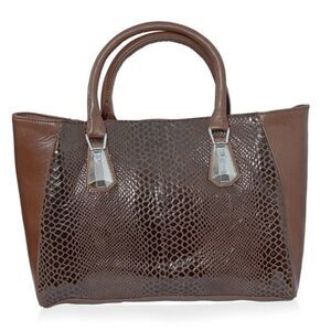 J Francis Handbag Large Genuine Leather Brown
